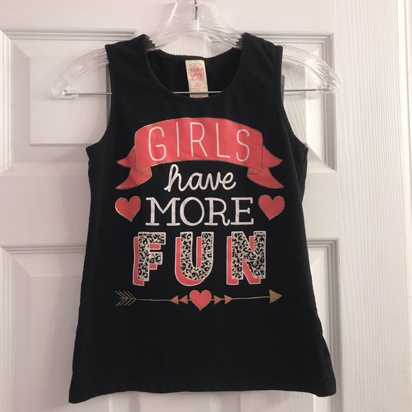 Faded Glory Girl’s Black Tank Top L 10/12 Girl’s Have More Fun - Picture 1 of 4